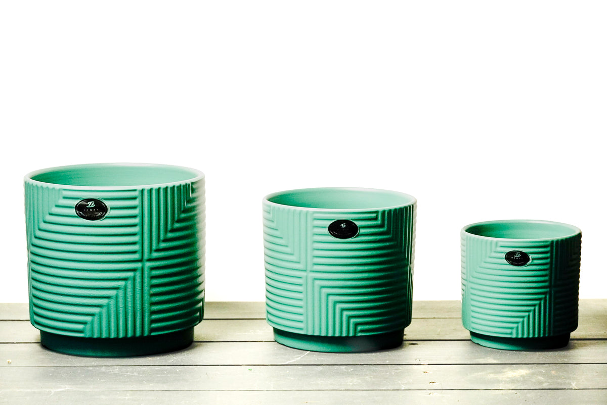 Set Macetero Cerámica Decorativo  Geométricos – 3 Tamaños