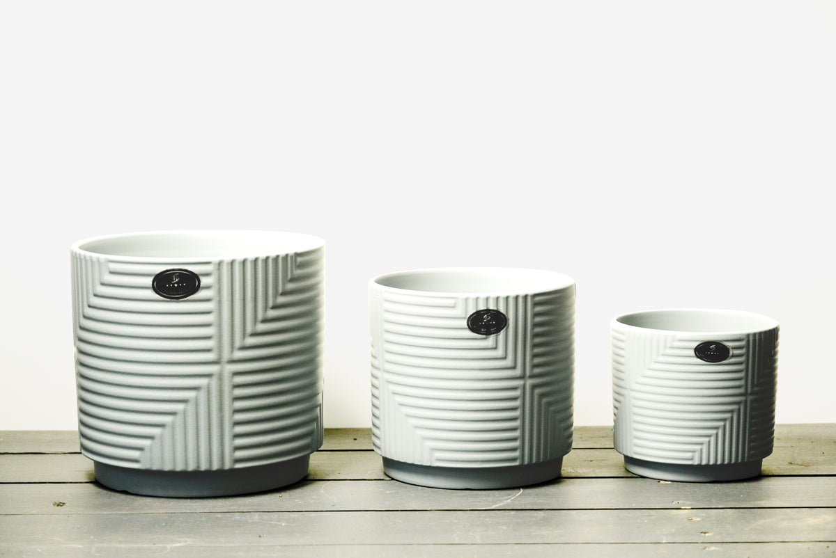 Set Macetero Cerámica Decorativo  Geométricos – 3 Tamaños