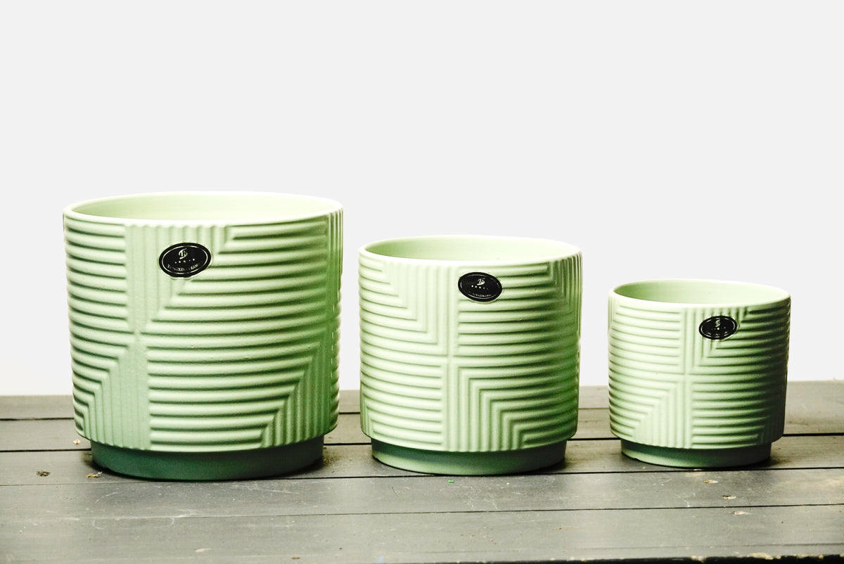 Set Macetero Cerámica Decorativo  Geométricos – 3 Tamaños