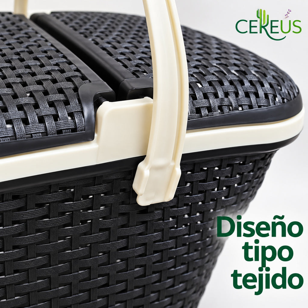 Canasta de picnic multiuso con doble tapa · 46 cm