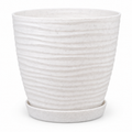 Macetero Blanco Texturizado con Plato – 15 x 14 cm