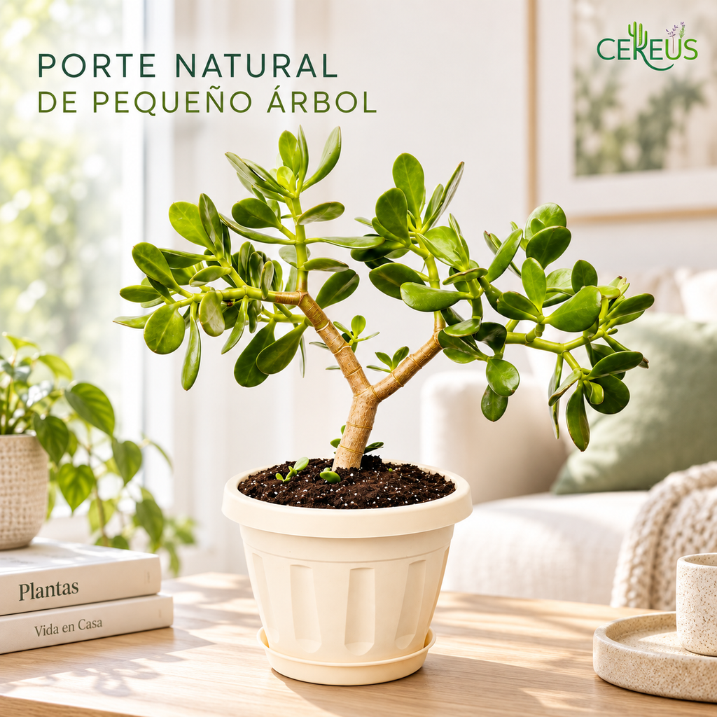 Árbol de Jade con Macetero y Plato 45 a 55 cm