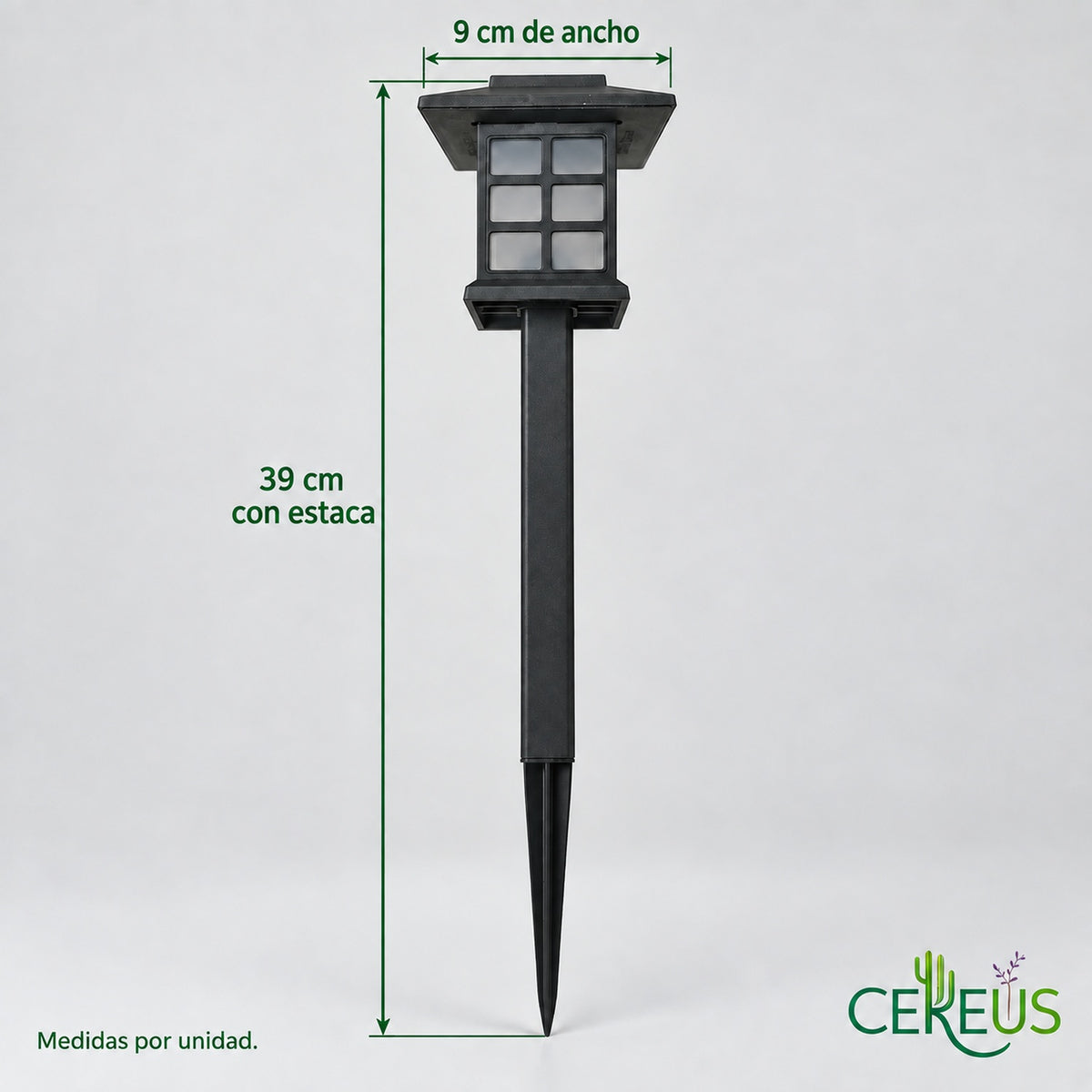 Pack de 2 faroles solares de jardín con luz tenue