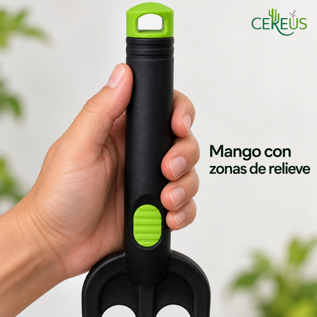 Horquilla de jardín de 3 dientes para plantas y maceteros