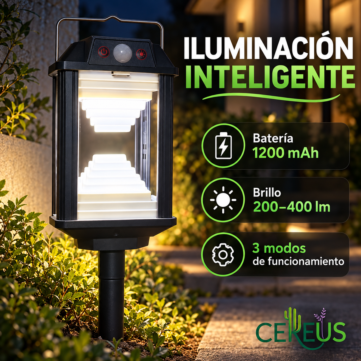 Lámpara Solar 2 en 1 para Jardín y Pared con Sensor