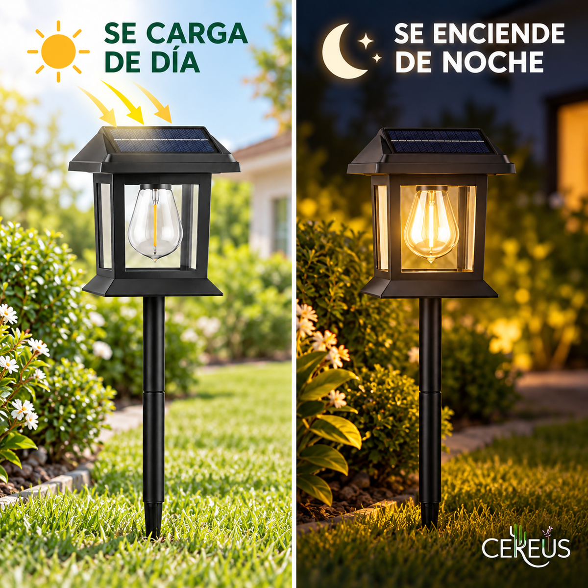 Estaca Solar LED para Jardín Luz Cálida 54 cm