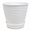 Macetero Blanco Texturizado con Plato 17 cm