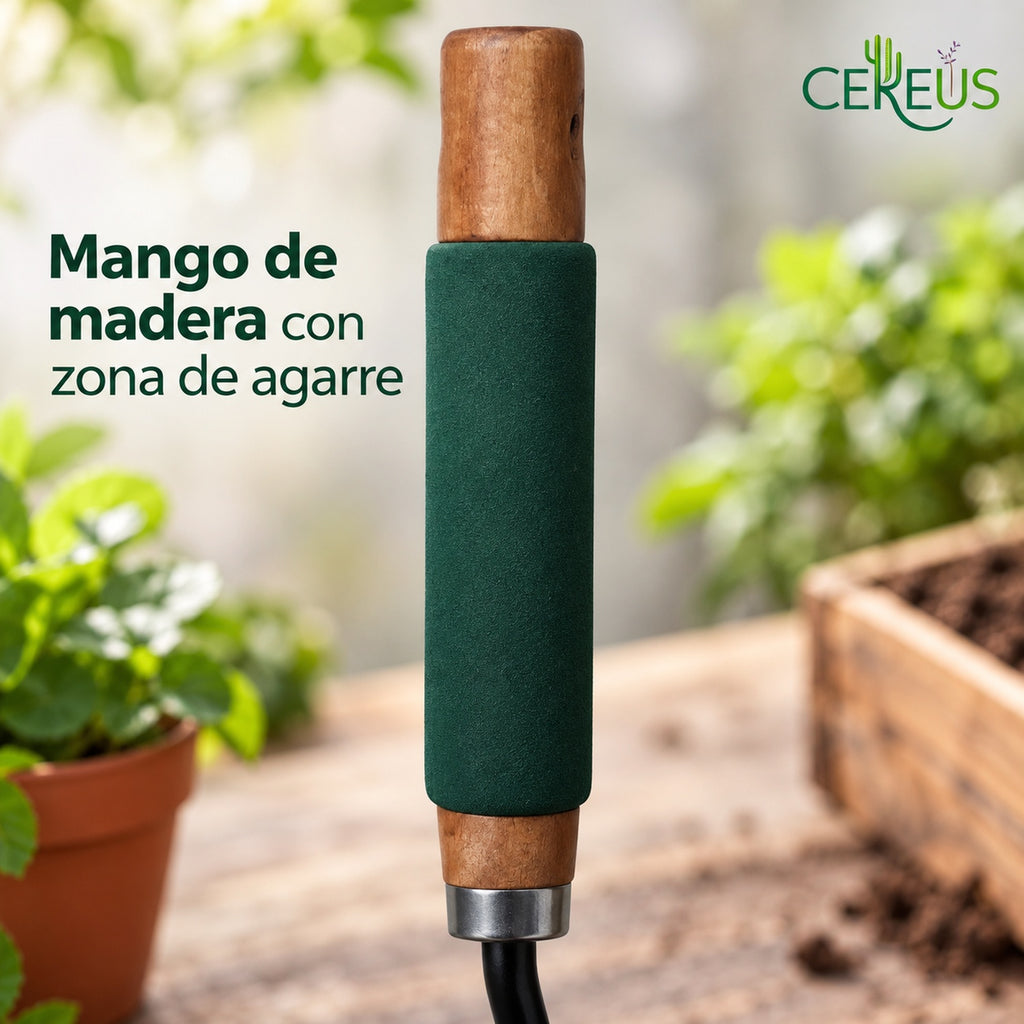Pala de mano para plantas con mango de madera de 34,5 cm