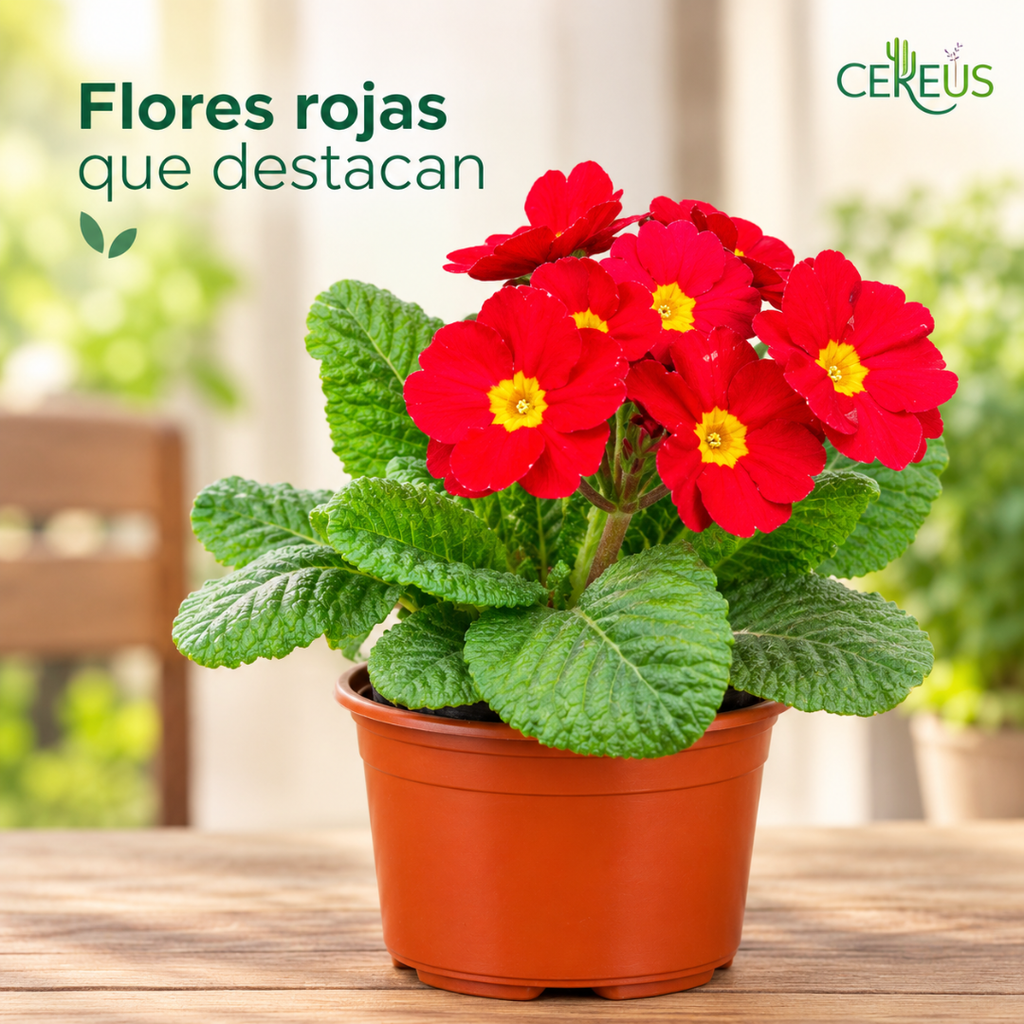 Prímula Roja (Oreja de Oso) con Macetero – 15 a 20 cm